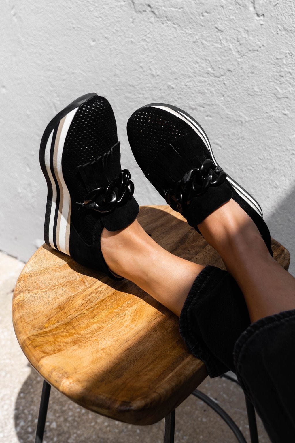 Softwaves Cadie Black Slip-On Platform Sneaker Black Velour / 39