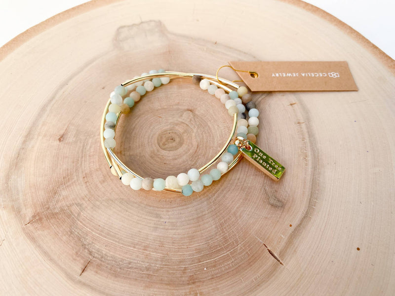 Gemstone Triple Wrap Bracelets: Amazonite