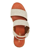 Andre Assous Allison Beige Linen Espadrille Wedge Sandal