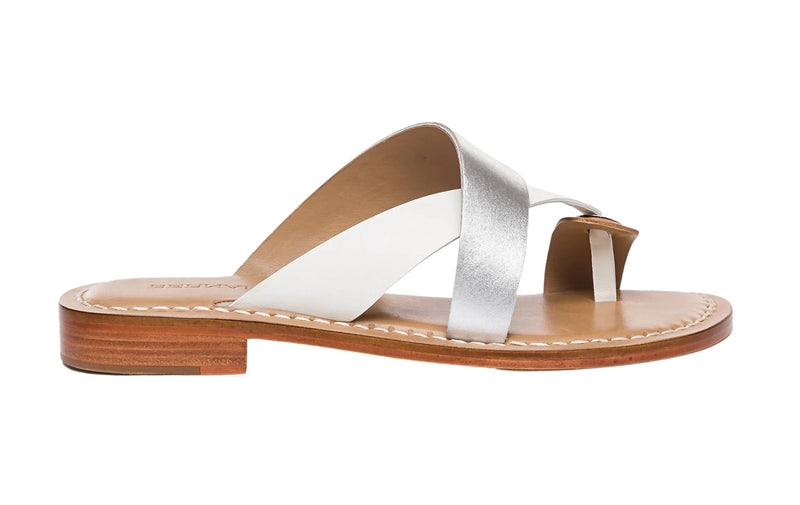 Bernardo White/Silver/Sand Toe Thong Sandal