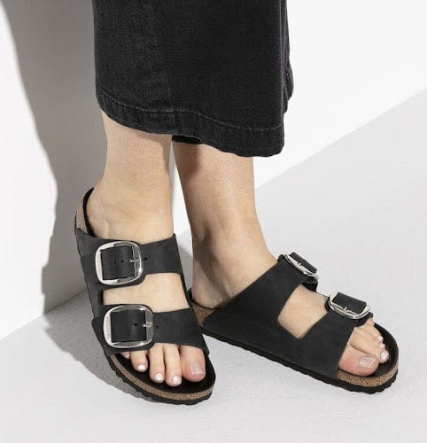 Birkenstock Arizona Big Buckle Black Oil Nubuck Leather Sandal