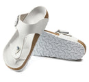 Birkenstock Gizeh Big Buckle White Leather Toe Thong Sandal