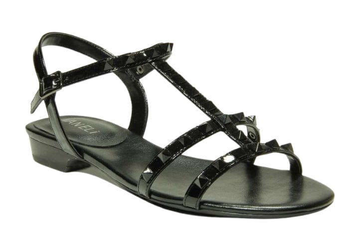 Vaneli Black Patent BRUNEL Strappy Casual Flat Sandal